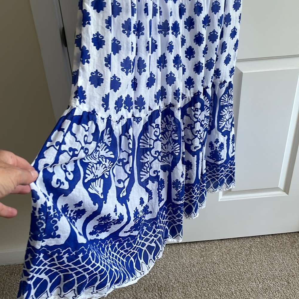 J. Crew White Maxi Dress with Blue Floral Print - Picture 4 of 6